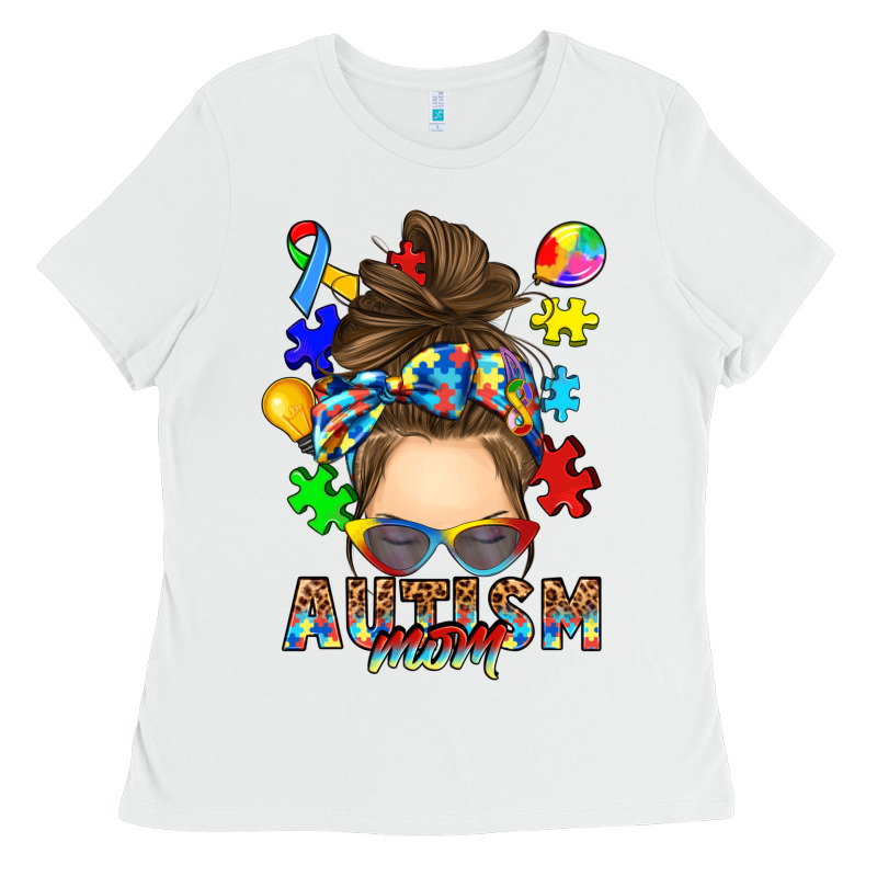 Messy Bun Autism Mom Ladies Tee by RanaPortraitStore | Teevron