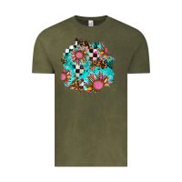 Vintage Olive race sunflower patches Vintage Tee - AdoDesignShop