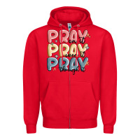 Red pray on it pray over it pray through it Zipper Hoodie - MaliasSmallBusiness