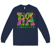 Navy mardi gras louisiana fleur de lis Long Sleeve Tee - Jasminsmagicworld