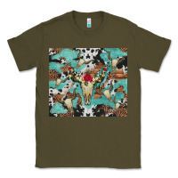 Army Green bull skull flowers cowhides and leopard Classic Tee - Artiststas