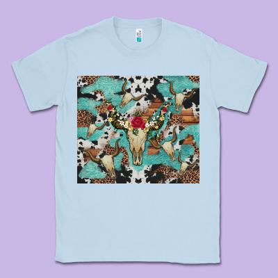 Bull Skull Flowers Cowhides And Leopard Classic Tee Designed By Artiststas