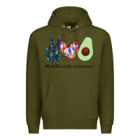 Army Green PEACE LOVE AVOCADOS Premium Hoodie - Bettercallsaul