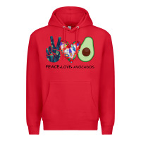 Red PEACE LOVE AVOCADOS Premium Hoodie - Bettercallsaul