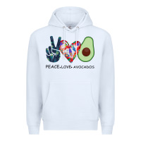 White PEACE LOVE AVOCADOS Premium Hoodie - Bettercallsaul