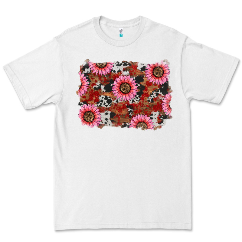 Valentine's Day Sunflowers Leopard Cowhide Background Premium Tee by RanaPortraitStore | Teevron