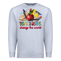 Heather Grey teachers change the world Premium Sweatshirt - Artiststas