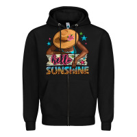Black hello sunshine Zipper Hoodie - NancyCooperArtShop
