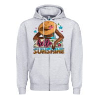 Heather Grey hello sunshine Zipper Hoodie - NancyCooperArtShop