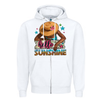 White hello sunshine Zipper Hoodie - NancyCooperArtShop
