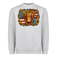 Heather Grey 4th of july shaggy cow Heavyweight Sweatshirt - Jasminsmagicworld