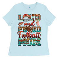 Baby Blue loud and proud football mom Ladies Tee - RanaPortraitStore