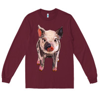 Burgundy pig Long Sleeve Tee - BarkalooDesign