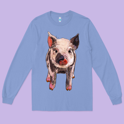 Pig Long Sleeve Tee Designed By Barkaloodesign