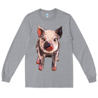 Heather Grey pig Long Sleeve Tee - BarkalooDesign