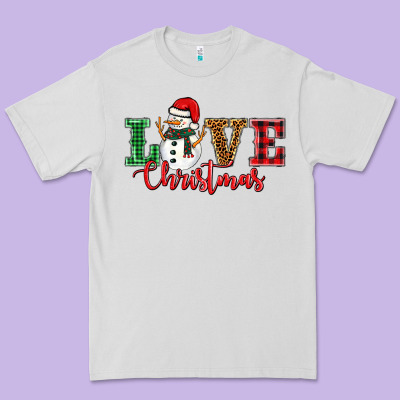 Love Christmas Snowman Premium Tee Designed By Barkaloodesign