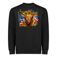 4th Of July Shaggy Cow Leopard Background Heavyweight Sweatshirt | Teevron