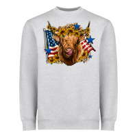 Heather Grey 4th of july shaggy cow leopard background Heavyweight Sweatshirt - Jasminsmagicworld