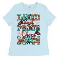 Baby Blue loud and proud cheer mom Ladies Tee - RanaPortraitStore