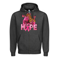 Charcoal Heather Hope Breast Cancer nails Zipper Hoodie - NancyCooperArtShop