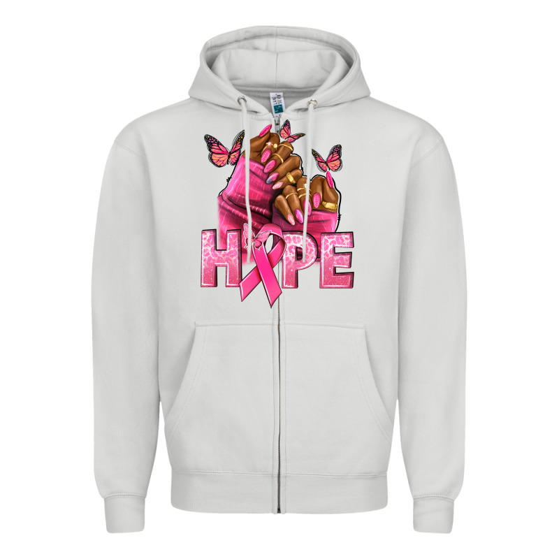 Hope Breast Cancer Nails Zipper Hoodie by NancyCooperArtShop | Teevron