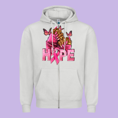 Hope Breast Cancer Nails Zipper Hoodie Designed By Nancycooperartshop