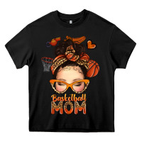Black basketball messy bun mom Heavy Core Tee - texasbilliewilder