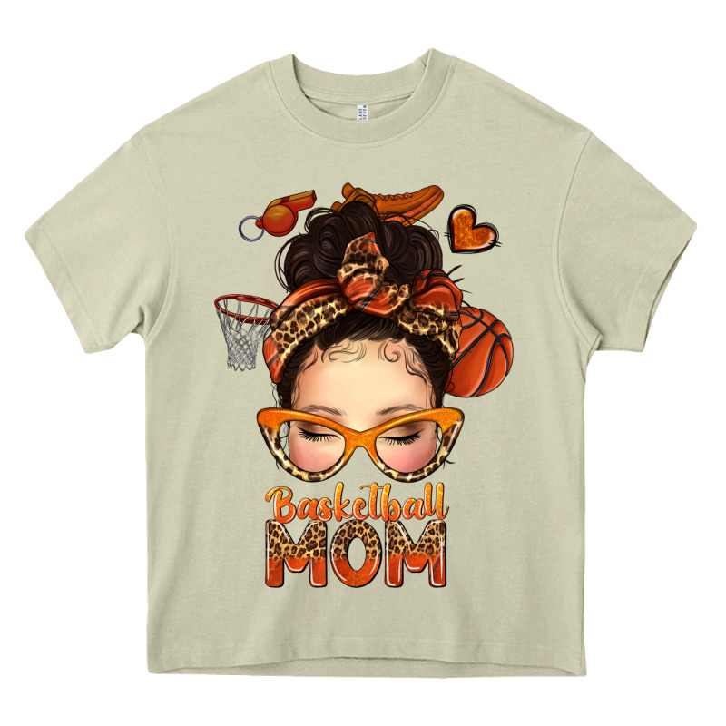 Basketball Messy Bun Mom Heavy Core Tee by texasbilliewilder | Teevron