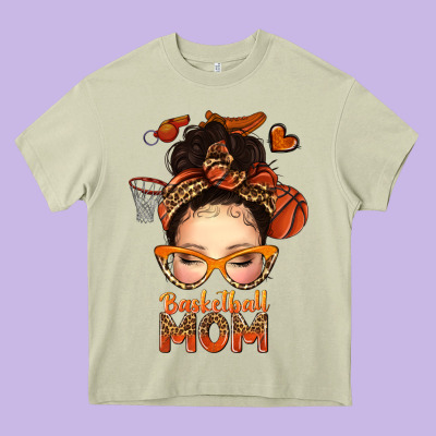 Basketball Messy Bun Mom Heavy Core Tee Designed By Texasbilliewilder