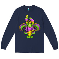Navy mardi gras crawfish fleur de lis Long Sleeve Tee - Jasminsmagicworld