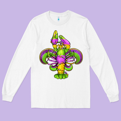 Mardi Gras Crawfish Fleur De Lis Long Sleeve Tee Designed By Jasminsmagicworld