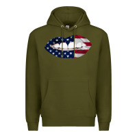 Army Green Lips American Flag Premium Hoodie - Bettercallsaul