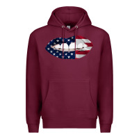 Burgundy Lips American Flag Premium Hoodie - Bettercallsaul