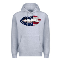 Heather Grey Lips American Flag Premium Hoodie - Bettercallsaul