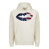 Oatmeal Heather Lips American Flag Premium Hoodie - Bettercallsaul