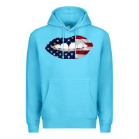 Ocean Blue Lips American Flag Premium Hoodie - Bettercallsaul