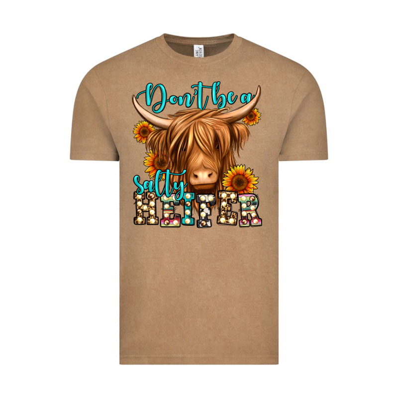 Don't Be A Salty Heifer Long Haired Cow Vintage Tee by Jasminsmagicworld | Teevron