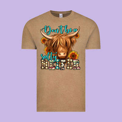 Don't Be A Salty Heifer Long Haired Cow Vintage Tee Designed By Jasminsmagicworld