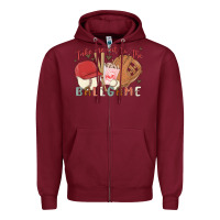 Burgundy take me out to the ballgame Zipper Hoodie - MaliasSmallBusiness