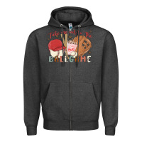 Charcoal Heather take me out to the ballgame Zipper Hoodie - MaliasSmallBusiness
