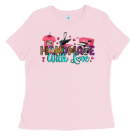 Bubblegum Pink handmade with love Ladies Tee - RanaPortraitStore