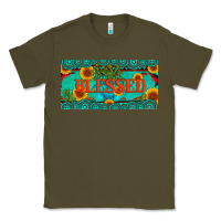 Army Green blessed turquoise gemstone cactus and sunflower licanse plate Classic Tee - Artiststas