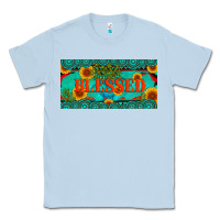 Dusty Blue blessed turquoise gemstone cactus and sunflower licanse plate Classic Tee - Artiststas