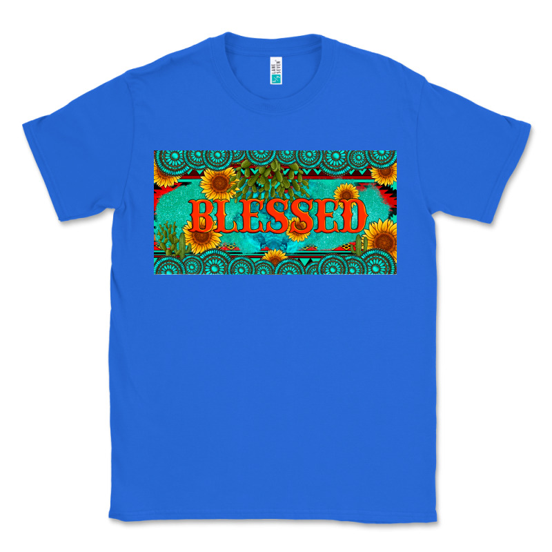 Blessed Turquoise Gemstone Cactus And Sunflower Licanse Plate Classic Tee by Artiststas | Teevron