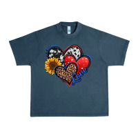 Midnight Navy 4th of july american hearts Urban Heavy Tee - Jasminsmagicworld