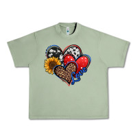 Oil Green 4th of july american hearts Urban Heavy Tee - Jasminsmagicworld