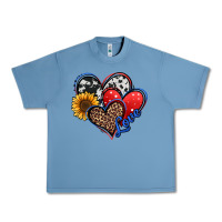 Pebble Blue 4th of july american hearts Urban Heavy Tee - Jasminsmagicworld