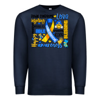 Navy down syndrome awareness typography Premium Sweatshirt - Artiststas