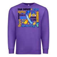 Purple down syndrome awareness typography Premium Sweatshirt - Artiststas