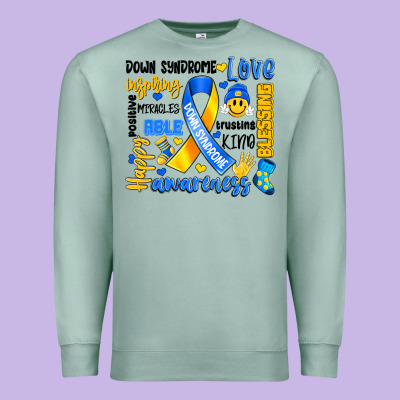 Down Syndrome Awareness Typography Premium Sweatshirt Designed By Artiststas
